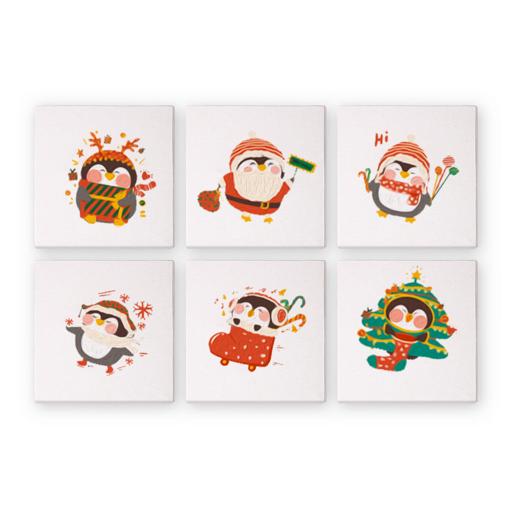 Cute Holiday Penguin 6 Pack Mini Paint by Numbers Kit