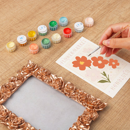 Honolulu Flower Market framed mini paint by numbers featuring tropical flowers in a colorful island-inspired design