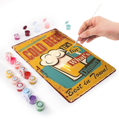 Cold Beer for Dinner – Vintage Paint by Numbers