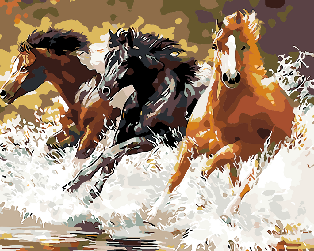 Three Horse Running