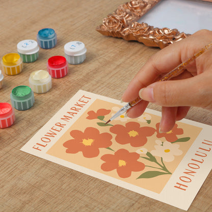 Honolulu Flower Market framed mini paint by numbers featuring tropical flowers in a colorful island-inspired design