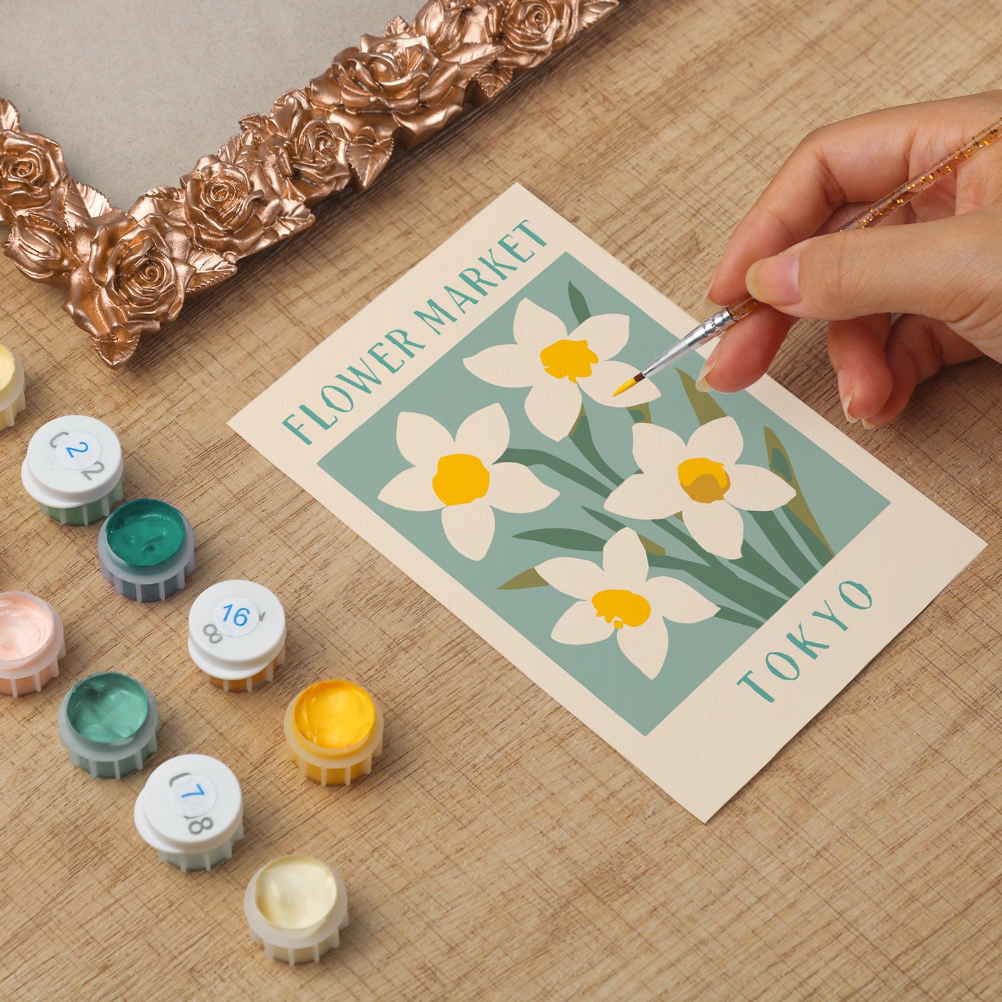 Tokyo Flower Market framed mini paint by numbers featuring elegant floral design inspired by Japanese aesthetics
