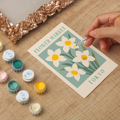Tokyo Flower Market framed mini paint by numbers featuring elegant floral design inspired by Japanese aesthetics