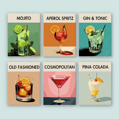 Cocktail Cuties 6 Pack Mini Paint by Numbers Kit
