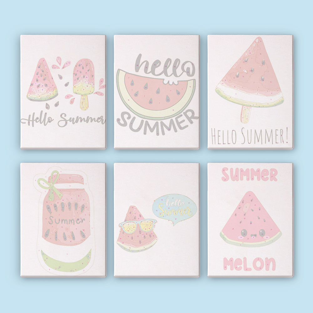 Sweet Summer Melons 6 Pack Mini Paint by Numbers Kit