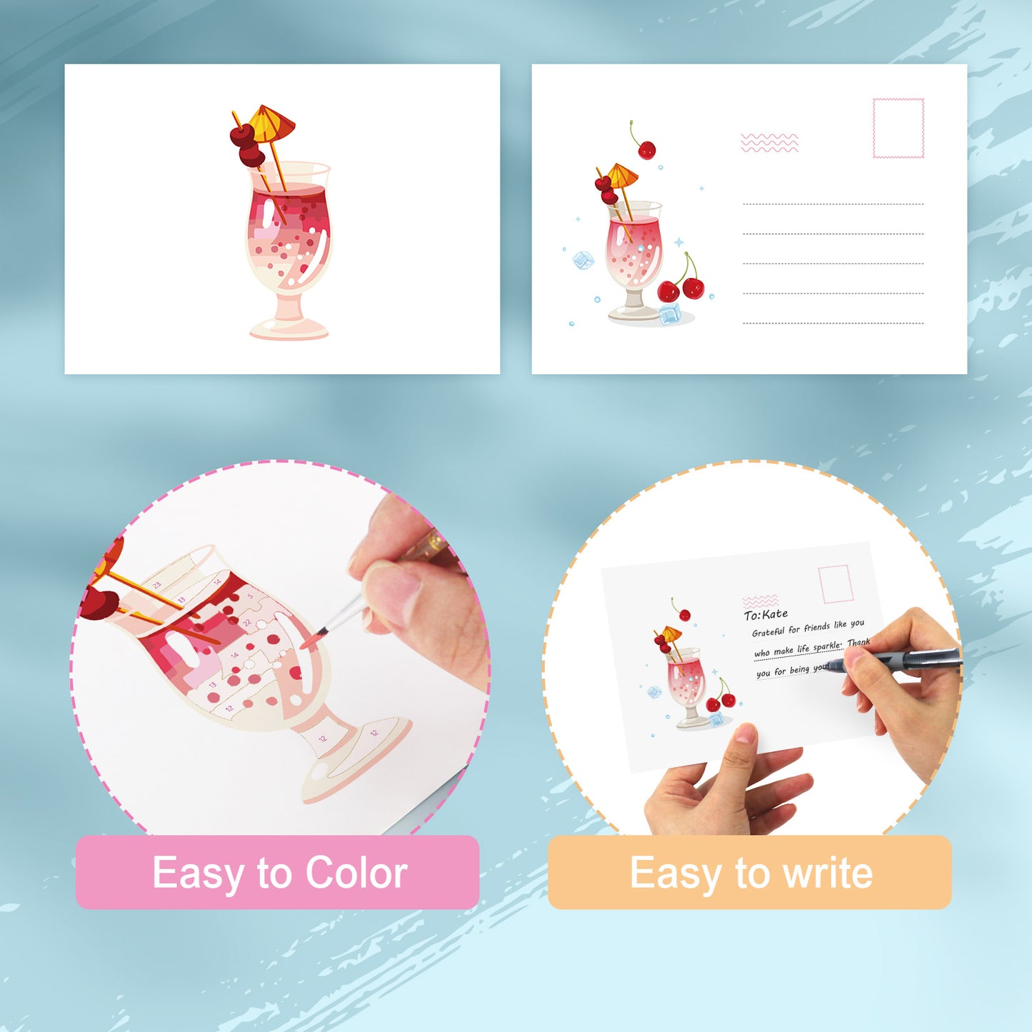 Cocktail Postcard Paint Kit