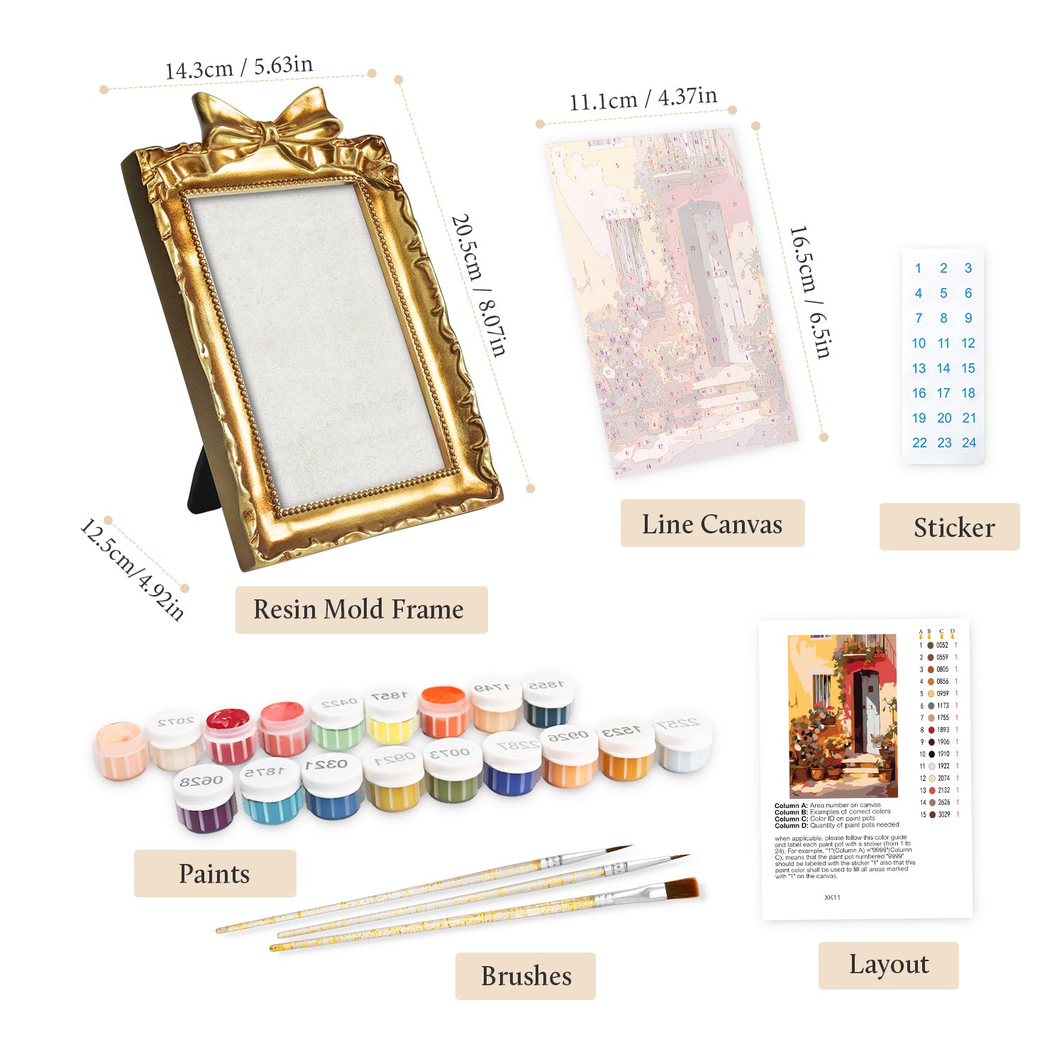 Framed mini paint by numbers showing a Mediterranean passage filled with vibrant flowers and decorative details