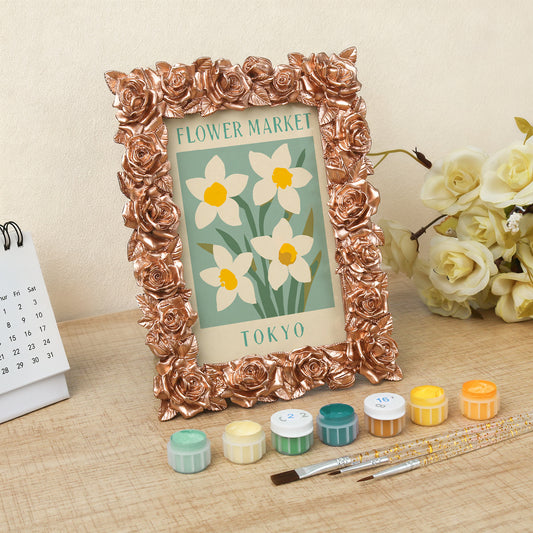 Tokyo Flower Market framed mini paint by numbers featuring elegant floral design inspired by Japanese aesthetics