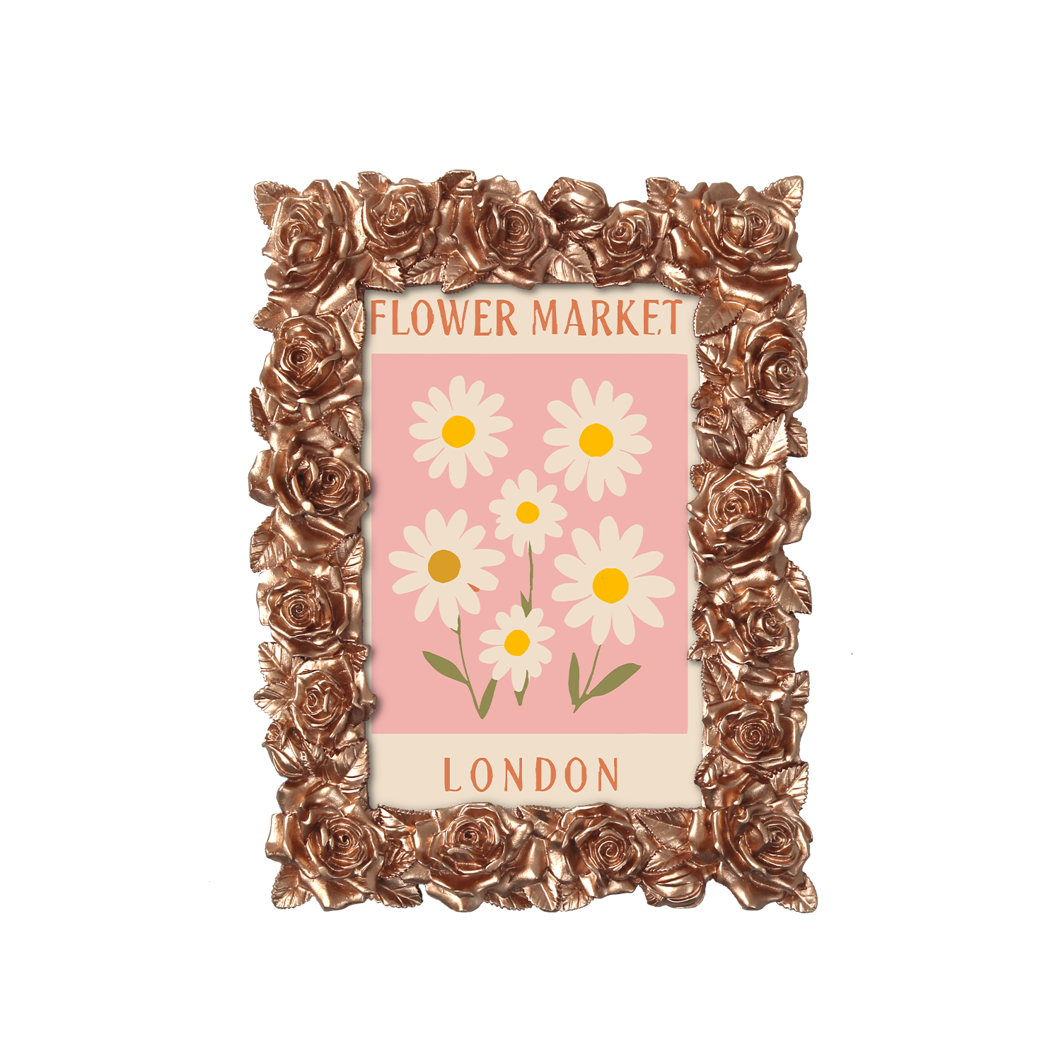 London Flower Market framed mini paint by numbers showing cheerful daisies and classic city poster artwork