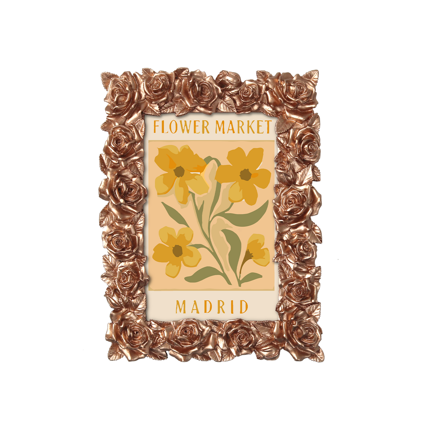 Madrid Flower Market framed mini paint by numbers featuring bright floral arrangement in a vintage poster design