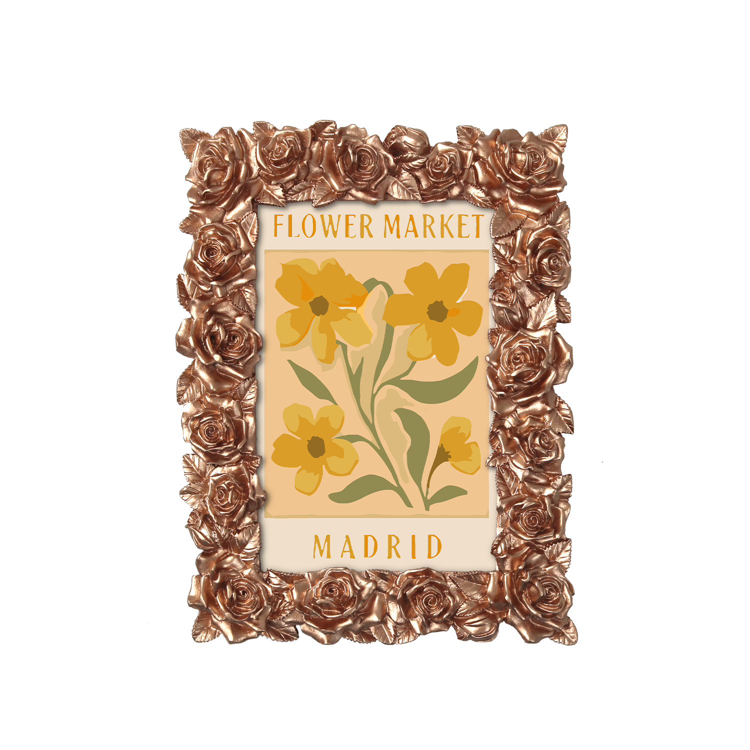 Madrid Flower Market framed mini paint by numbers featuring bright floral arrangement in a vintage poster design