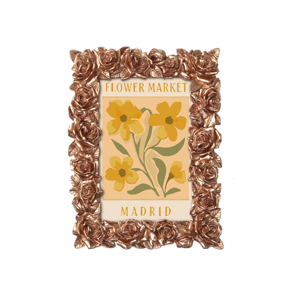 Madrid Flower Market framed mini paint by numbers featuring bright floral arrangement in a vintage poster design
