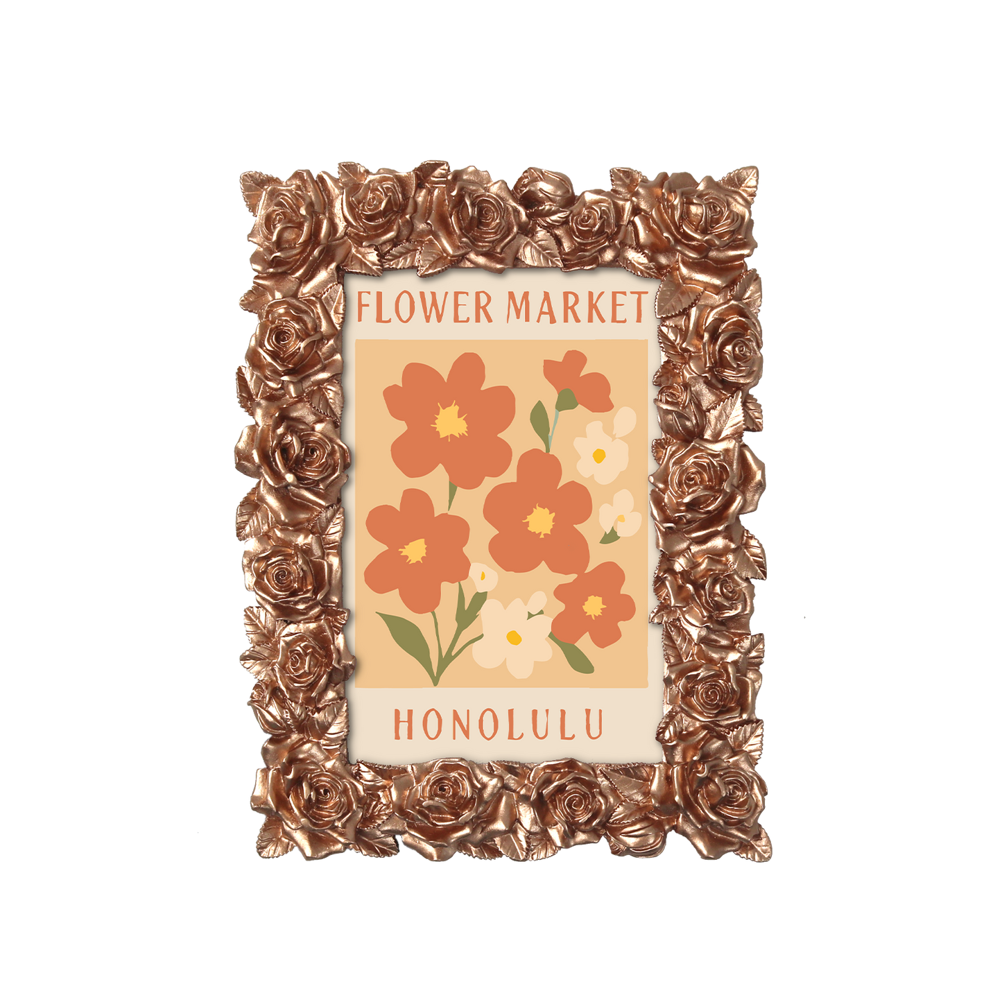 Honolulu Flower Market framed mini paint by numbers featuring tropical flowers in a colorful island-inspired design