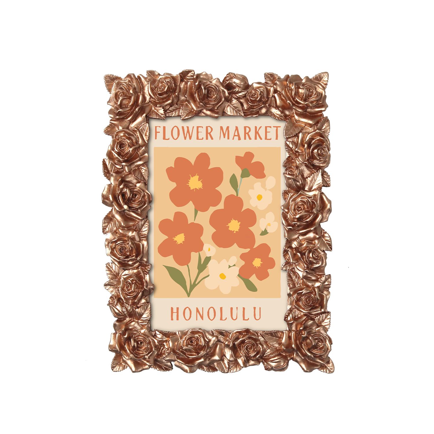 Honolulu Flower Market framed mini paint by numbers featuring tropical flowers in a colorful island-inspired design