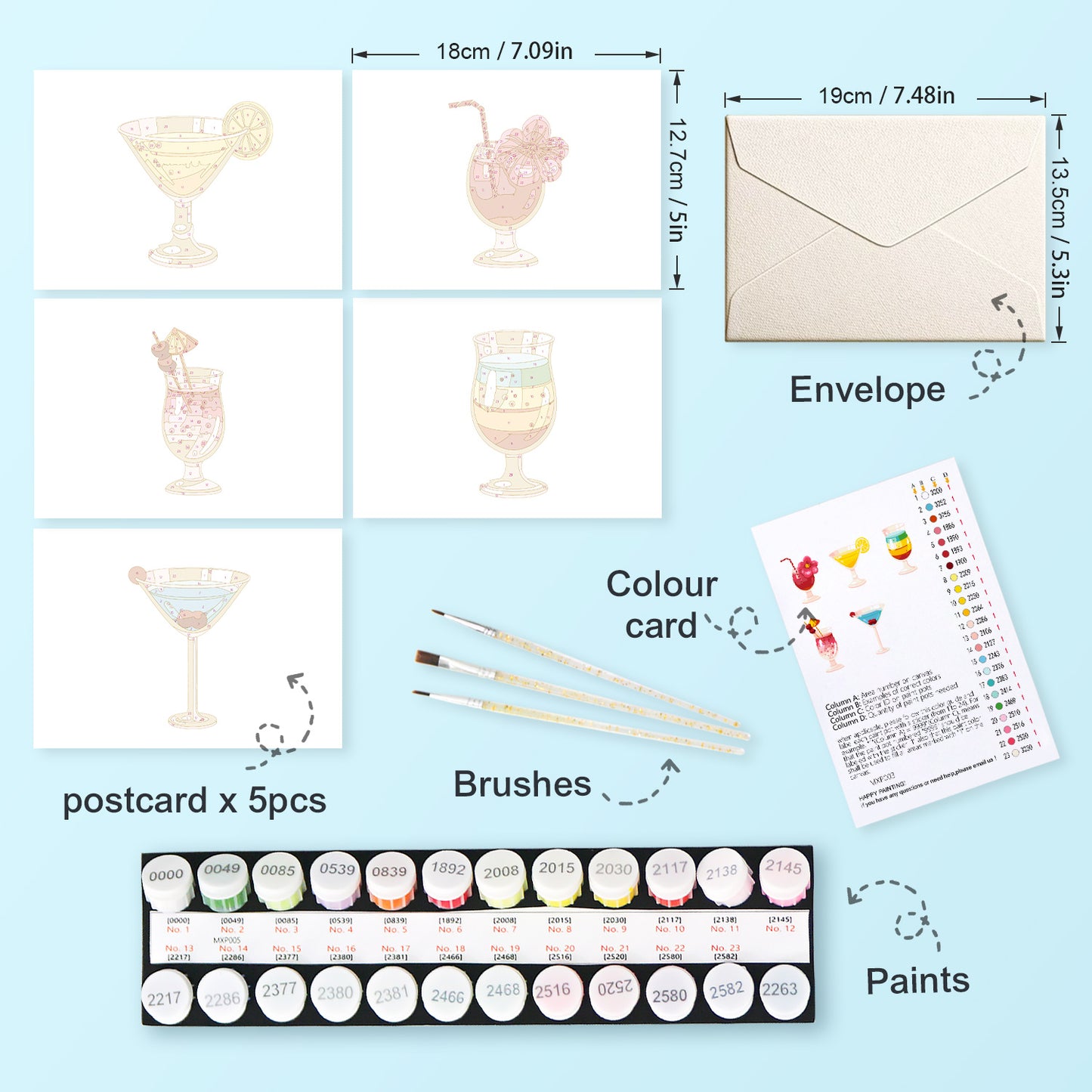 Cocktail Postcard Paint Kit