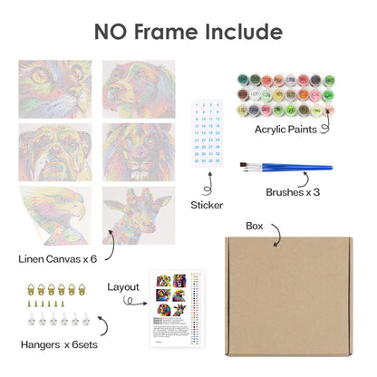 Vivid Wildlife 6 Pack Mini Paint by Numbers Kit