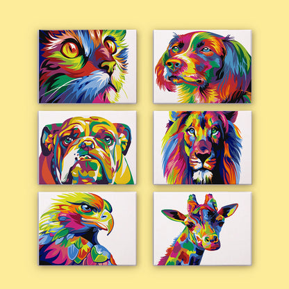 Vivid Wildlife 6 Pack Mini Paint by Numbers Kit