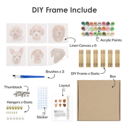 Puppy Faces 6 Pack Mini Paint by Numbers Kit