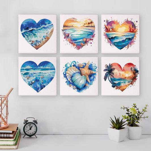Ocean Hearts 6 Pack Mini Paint by Numbers Kit