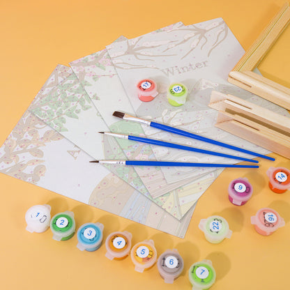 Four Seasons Landscape 4 Pack Mini Paint by Numbers Kit