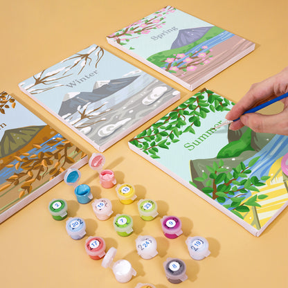Four Seasons Landscape 4 Pack Mini Paint by Numbers Kit