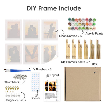 Romantic Sunset Couple 6 Pack Mini Paint by Numbers Kit