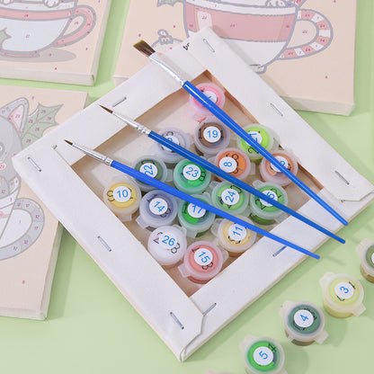 Christmas Cats in Cups 6 Pack Mini Paint by Numbers Kit