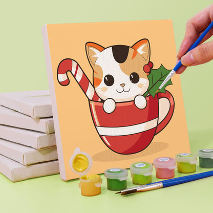 Christmas Cats in Cups 6 Pack Mini Paint by Numbers Kit
