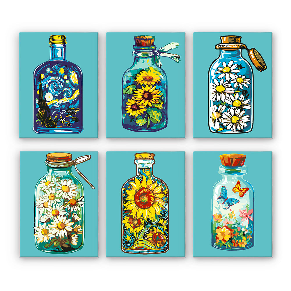 Blooming Bottles 6 Pack Mini Paint by Numbers Kit