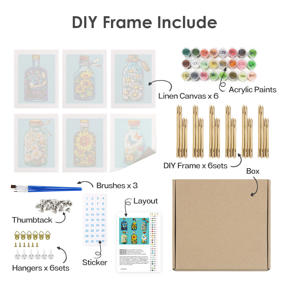 Blooming Bottles 6 Pack Mini Paint by Numbers Kit