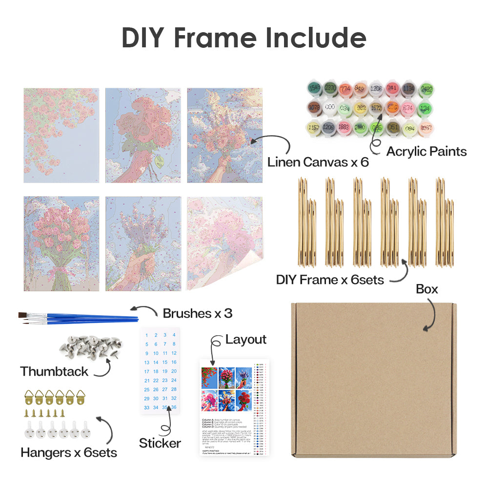 Bouquets of Light 6 Pack Mini Paint by Numbers Kit