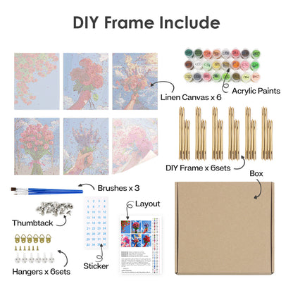 Bouquets of Light 6 Pack Mini Paint by Numbers Kit