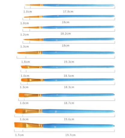 10-teiliges hochwertiges Pinselset 